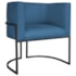 Poltrona Decorativa Luna Base de Ferro Preto Linho Azul Royal