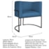 Poltrona Decorativa Luna Base de Ferro Preto Linho Azul Royal