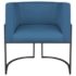Poltrona Decorativa Luna Base de Ferro Preto Linho Azul Royal