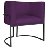 Poltrona Decorativa Luna Base de Ferro Preto Suede Roxo