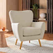 Poltrona Decorativa Luxo Moderna Sala de Estar Recepção Amélia Bouclé Bege