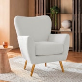 Poltrona Decorativa Luxo Moderna Sala de Estar Recepção Amélia Bouclé Branco