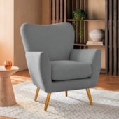 Poltrona Decorativa Luxo Moderna Sala de Estar Recepção Amélia Bouclé cinza