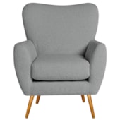 Poltrona Decorativa Luxo Moderna Sala de Estar Recepção Amélia Bouclé cinza