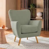 Poltrona Decorativa Luxo Moderna Sala de Estar Recepção Amélia Bouclé Verde Oliva