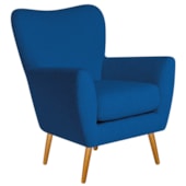 Poltrona Decorativa Luxo Moderna Sala de Estar Recepção Amélia Linho Azul Royal