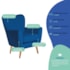 Poltrona Decorativa Luxo Moderna Sala de Estar Recepção Amélia Linho Azul Royal