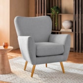 Poltrona Decorativa Luxo Moderna Sala de Estar Recepção Amélia Linho Cinza Claro