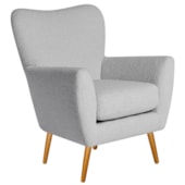Poltrona Decorativa Luxo Moderna Sala de Estar Recepção Amélia Linho Cinza Claro
