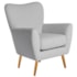 Poltrona Decorativa Luxo Moderna Sala de Estar Recepção Amélia Linho Cinza Claro