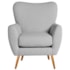 Poltrona Decorativa Luxo Moderna Sala de Estar Recepção Amélia Linho Cinza Claro