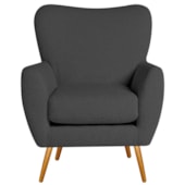 Poltrona Decorativa Luxo Moderna Sala de Estar Recepção Amélia Linho Cinza Escuro