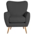 Poltrona Decorativa Luxo Moderna Sala de Estar Recepção Amélia Linho Cinza Escuro