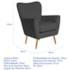 Poltrona Decorativa Luxo Moderna Sala de Estar Recepção Amélia Linho Cinza Escuro