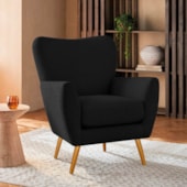 Poltrona Decorativa Luxo Moderna Sala de Estar Recepção Amélia Linho preto