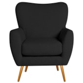 Poltrona Decorativa Luxo Moderna Sala de Estar Recepção Amélia Linho preto