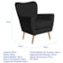 Poltrona Decorativa Luxo Moderna Sala de Estar Recepção Amélia Linho preto