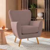 Poltrona Decorativa Luxo Moderna Sala de Estar Recepção Amélia Linho Rose