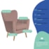 Poltrona Decorativa Luxo Moderna Sala de Estar Recepção Amélia Linho Rose