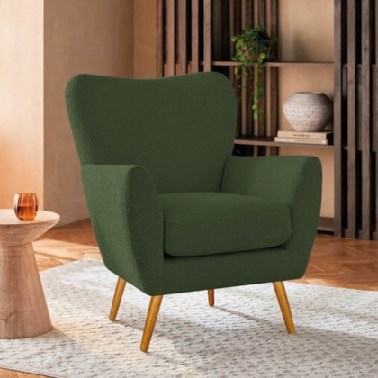Poltrona Decorativa Luxo Moderna Sala de Estar Recepção Amélia Linho Verde