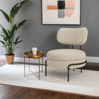 Poltrona Decorativa Luxo Moderna Sala de Estar Recepção Mimo Bouclé Bege