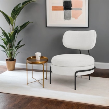 Poltrona Decorativa Luxo Moderna Sala de Estar Recepção Mimo Bouclé Branco