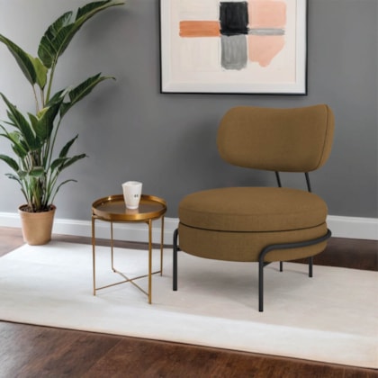 Poltrona Decorativa Luxo Moderna Sala de Estar Recepção Mimo Bouclé Caramelo