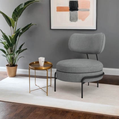 Poltrona Decorativa Luxo Moderna Sala de Estar Recepção Mimo Bouclé Cinza