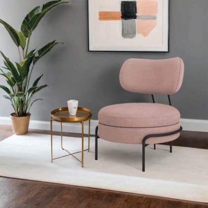 Poltrona Decorativa Luxo Moderna Sala de Estar Recepção Mimo Bouclé Rosê