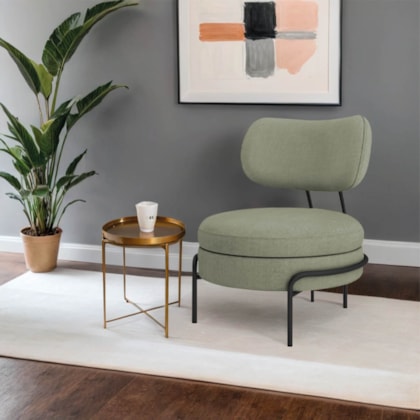 Poltrona Decorativa Luxo Moderna Sala de Estar Recepção Mimo Bouclé Verde Oliva