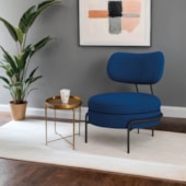 Poltrona Decorativa Luxo Moderna Sala de Estar Recepção Mimo Linho Azul Royal