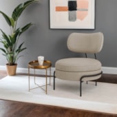 Poltrona Decorativa Luxo Moderna Sala de Estar Recepção Mimo Linho Bege