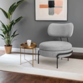 Poltrona Decorativa Luxo Moderna Sala de Estar Recepção Mimo Linho Cinza Claro