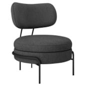 Poltrona Decorativa Luxo Moderna Sala de Estar Recepção Mimo Linho Cinza Escuro
