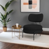 Poltrona Decorativa Luxo Moderna Sala de Estar Recepção Mimo Linho Preto