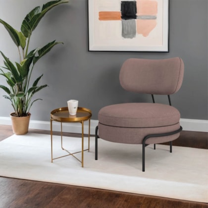 Poltrona Decorativa Luxo Moderna Sala de Estar Recepção Mimo Linho Rose