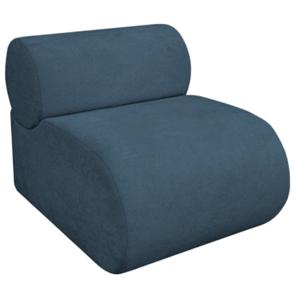 Poltrona Decorativa Orgânica Escritório Recepção Sala Virgínia Linho Azul Royal - Amarena Móveis