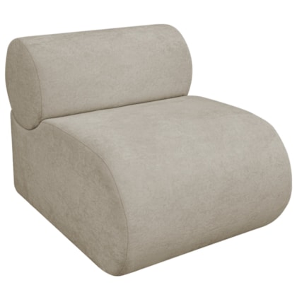 Poltrona Decorativa Orgânica Escritório Recepção Sala Virgínia Linho Bege - Amarena Móveis