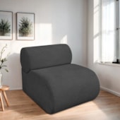 Poltrona Decorativa Orgânica Escritório Recepção Sala Virgínia Linho Cinza Escuro - Amarena Móveis