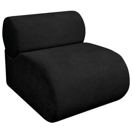 Poltrona Decorativa Orgânica Escritório Recepção Sala Virgínia Linho Preto - Amarena Móveis