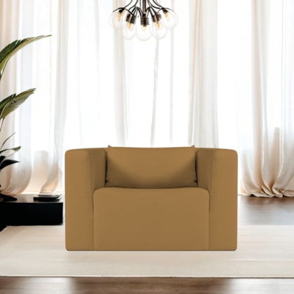 Poltrona Decorativa Sala de Estar Recepção Billy Bouclé Caramelo