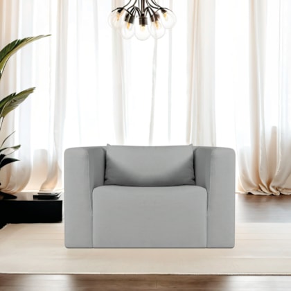Poltrona Decorativa Sala de Estar Recepção Billy Bouclé Cinza