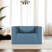 Poltrona Decorativa Sala de Estar Recepção Billy Linho Azul Royal