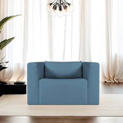 Poltrona Decorativa Sala de Estar Recepção Billy Linho Azul Royal