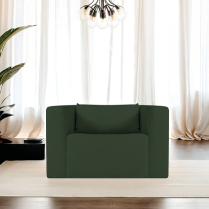 Poltrona Decorativa Sala de Estar Recepção Billy Linho Verde