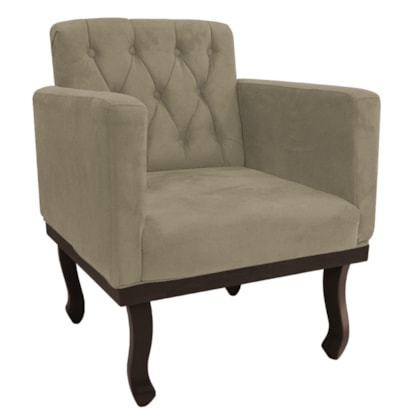 Poltrona Decorativa Sala de Estar Recepção Classic Suede Capuccino - Amarena Móveis