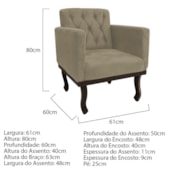 Poltrona Decorativa Sala de Estar Recepção Classic Suede Capuccino - Amarena Móveis