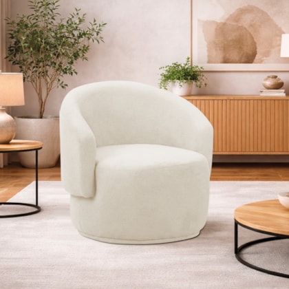 Poltrona Decorativa Sala de Estar Recepção Jasmine Bouclé Bege