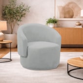 Poltrona Decorativa Sala de Estar Recepção Jasmine Bouclé Cinza