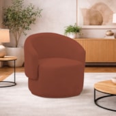 Poltrona Decorativa Sala de Estar Recepção Jasmine Bouclé Terracota